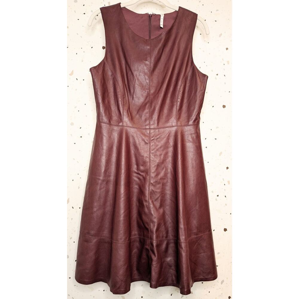 Willow & Clay Womens Sleeveless Fit & Flare Faux Leather Vegan Dress Size 6